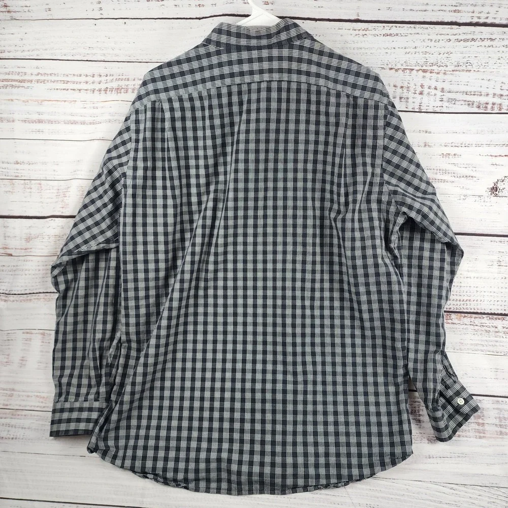 Polo Ralph Lauren Lowell Sport‎ Shirt Large Regular Black White Plaid Cotton LS